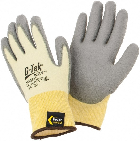 Cut, Puncture & Abrasive-Resistant Gloves: Size L, ANSI Cut A2, ANSI Puncture 1, Polyurethane, Kevlar MPN:09-K1250/L