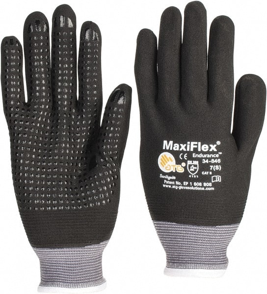 General Purpose Work Gloves: Small, Nitrile Coated, Nylon MPN:34-846/S