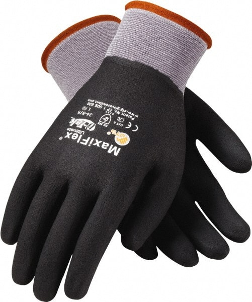 General Purpose Work Gloves: Large, Nitrile Coated, Nylon MPN:34-876/L