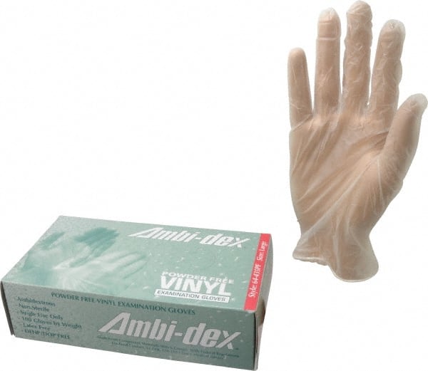 Disposable Gloves: Large, 5 mil Thick, Synthetic Polymer-Coated, Vinyl, Industrial Grade MPN:64-435PF/L