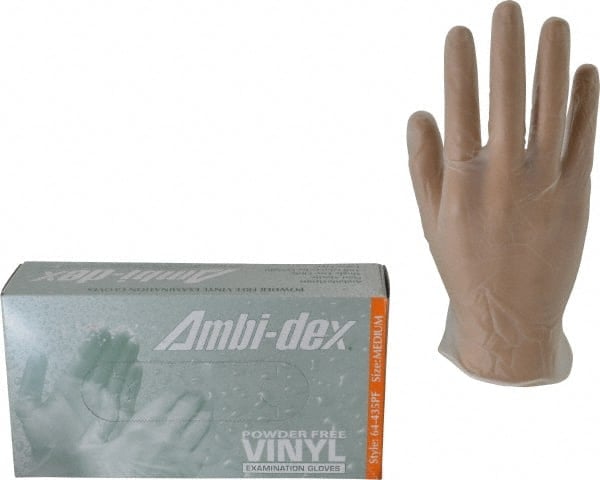 Disposable Gloves: Medium, 5 mil Thick, Synthetic Polymer-Coated, Vinyl, Industrial Grade MPN:64-435PF/M