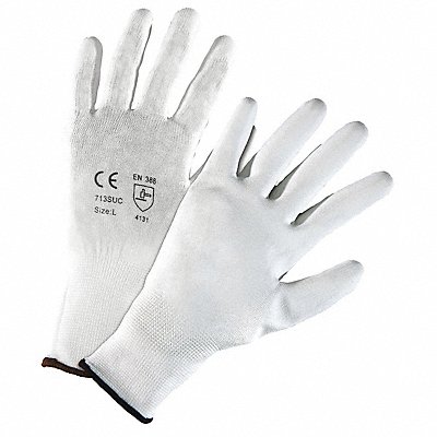 Work Gloves White PU Coated Nylon M PK12 MPN:713SUC/M