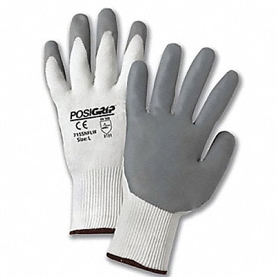 Coated Gloves Nitrile White/Gray L PK12 MPN:715SNFLW/L