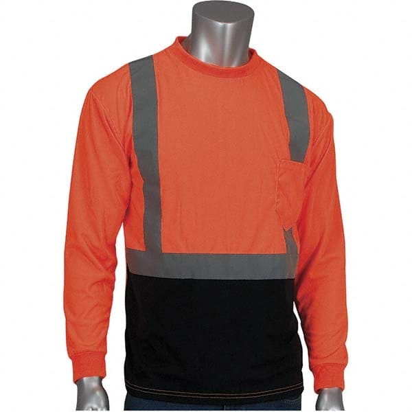 Work Shirt: High-Visibility, Medium, Polyester, Black & High-Visibility Orange MPN:312-1350B-OR/M