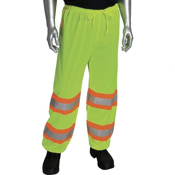 Work Pants: High-Visibility, 2X-Large & 3X-Large, Polyester, High-Visibility Yellow, 32-1/2