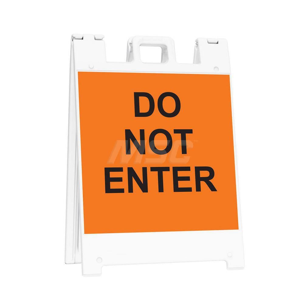 Pedestrian Barrier Sign Stand: Plastic, White, Use with Indoor & Outdoor MPN:136WLGQ2424OBEG