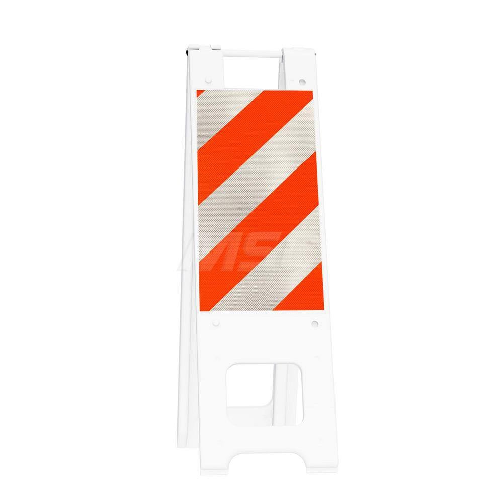 Pedestrian Barrier Sign Stand: Plastic, White, Use with Indoor & Outdoor MPN:150-WHT12DG