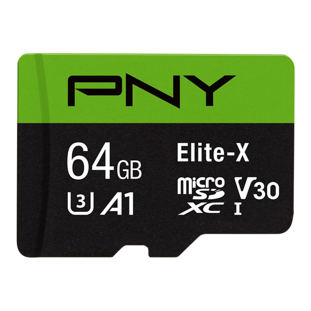 PNY 64GB Elite-X Class 10 U3 V30 microSDXC Flash Memory Card (Min Order Qty 6) MPN:P-SDU64U3WX-GE