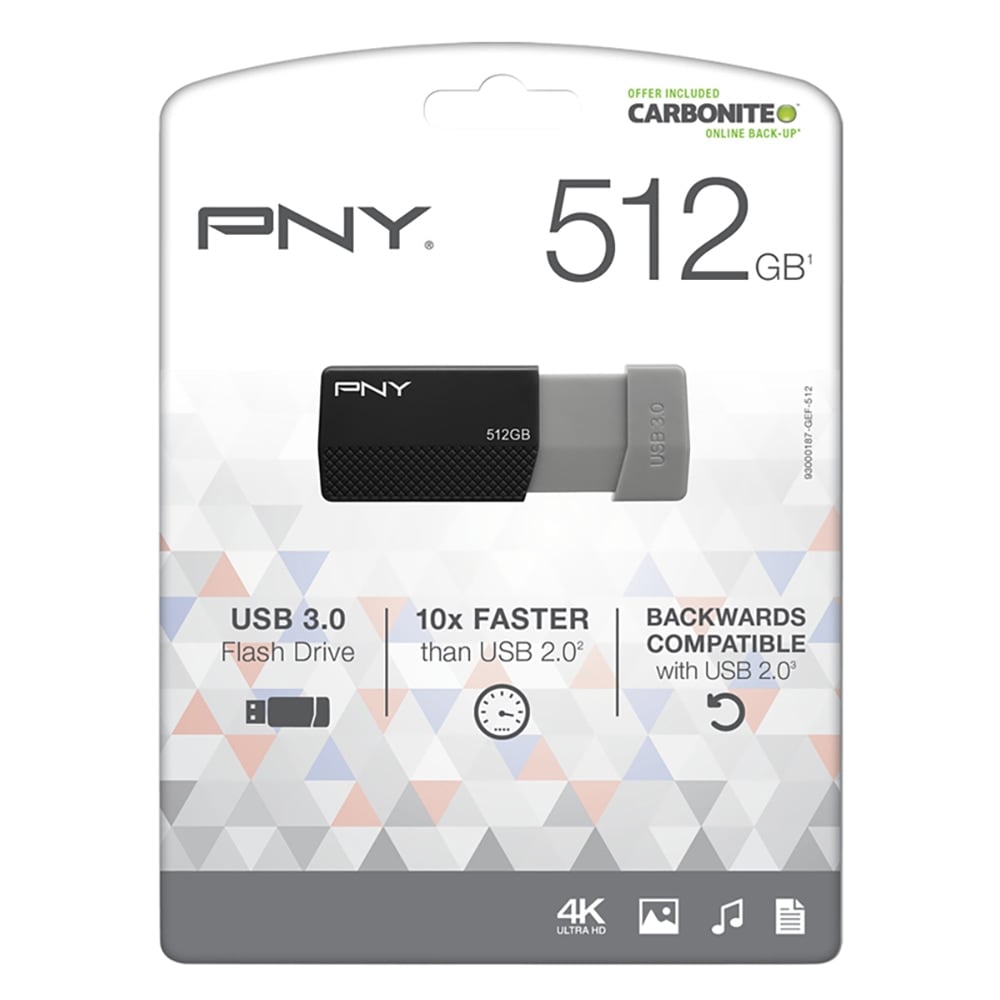 PNY USB 3.0 Flash Drive, 512GB, Black (Min Order Qty 2) MPN:P-FD512ELEDGE-GE