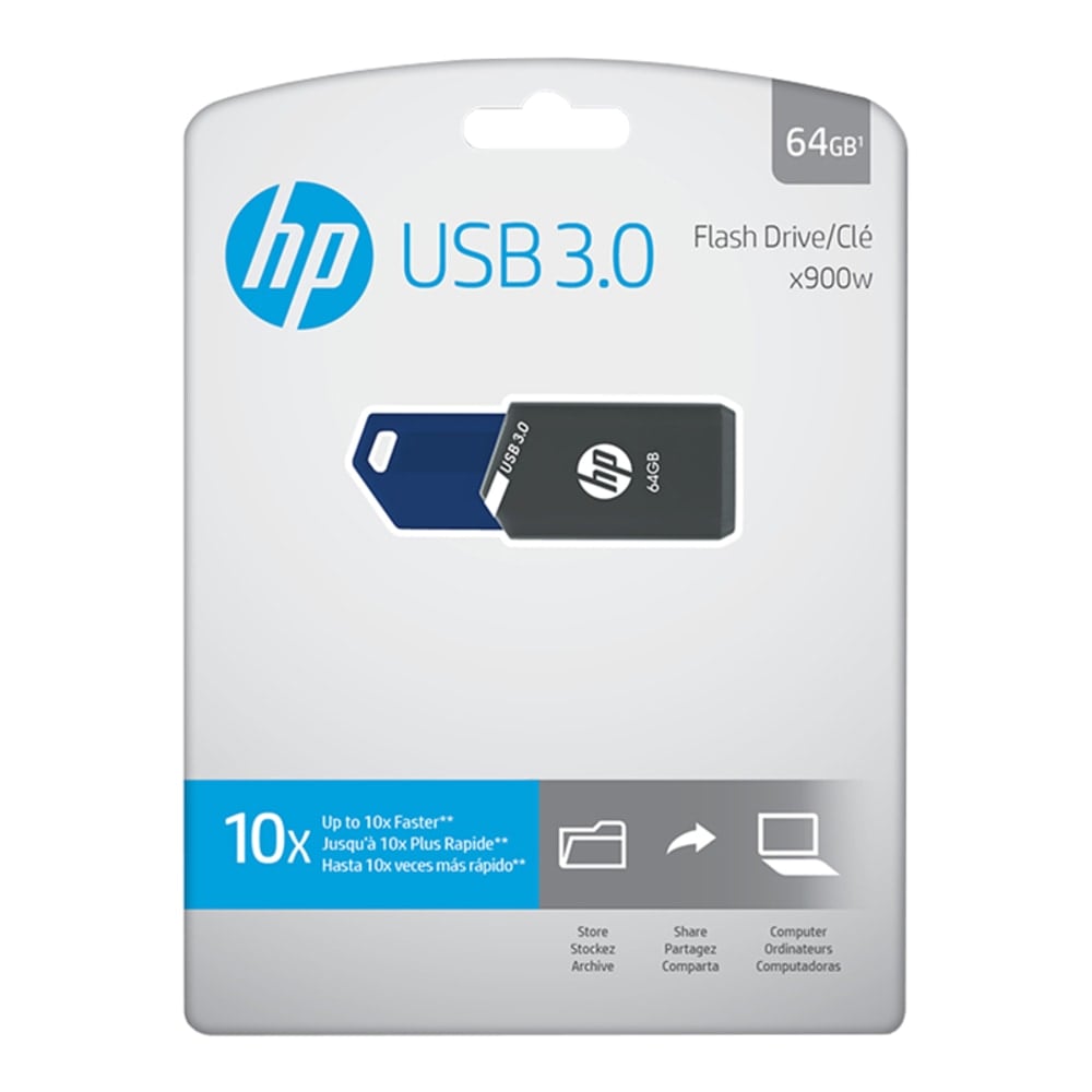 HP x900w USB 3.0 Flash Drive, 64GB, Gray/Blue (Min Order Qty 6) MPN:P-FD64GHP900-GE