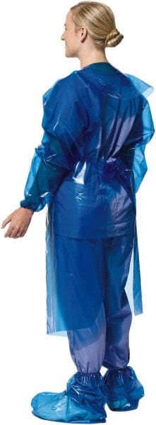 Chemical Resistant Coat Apron: Chemical-Resistant, Large, 4 mil Thick, Blue, Chemical Handling MPN:42550