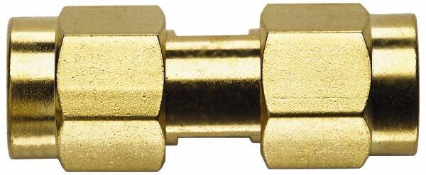 Coaxial Connectors, Connector Type: Plug x Plug Coupler , Impedance (Ohms): 50 , Body Orientation: Straight , Finish: Gold , Contact Material: Brass  MPN:72964