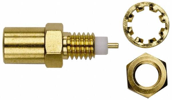 Coaxial Connectors, Connector Type: Plug , Impedance (Ohms): 50 , Body Orientation: Straight , Finish: Gold , Mount Type: Panel  MPN:72999