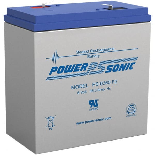 Rechargeable Lead Battery: 6V, Quick-Disconnect Terminal MPN:PS-6360F2