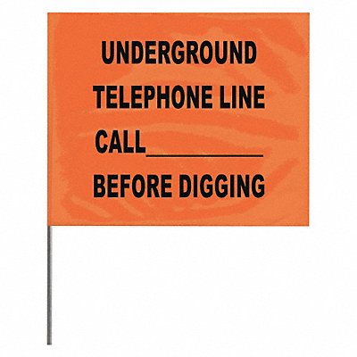 Marking Flag Orange Telephone PVC PK100 MPN:4521OBK2019-200