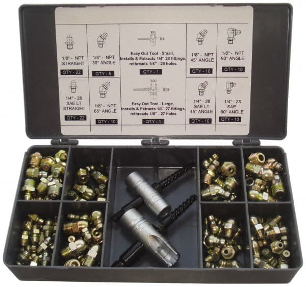 101 Piece, Metric, Box Plastic Steel Grease Fitting Set MPN:GFTESOKIT/M-101