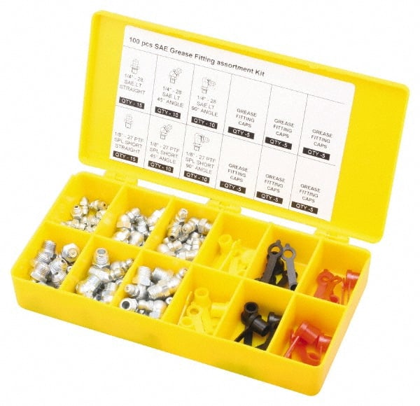 100 Piece, Metric, Box Plastic Steel Grease Fitting Set MPN:GFT/GC/KIT/M100