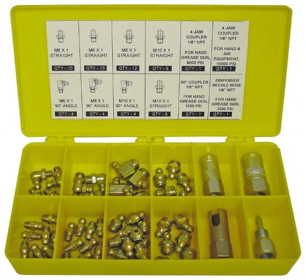 60 Piece, Metric, Box Plastic Steel Grease Fitting Set MPN:GK/M-60