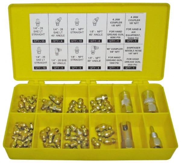 60 Piece, Inch, Box Plastic Steel Grease Fitting Set MPN:GK/SAE-60