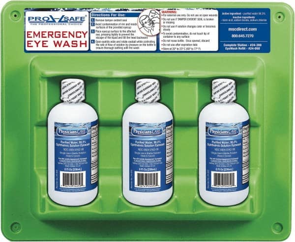 Pack of (3), 8 oz Bottles, Disposable Eyewash Triple Station MPN:24-308MSC