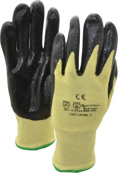 Cut, Puncture & Abrasive-Resistant Gloves: Size 2XL, ANSI Cut A2, ANSI Puncture 1, Nitrile, Kevlar MPN:09-K1450NB/XXL