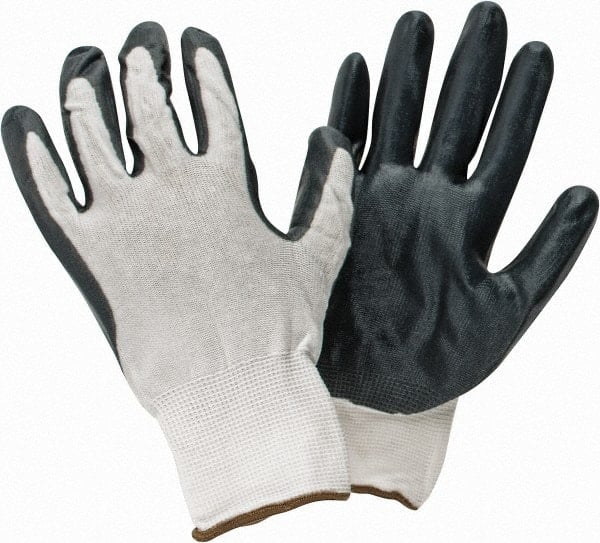 General Purpose Work Gloves: Large, Nitrile Coated, Nylon MPN:34-225NB/L