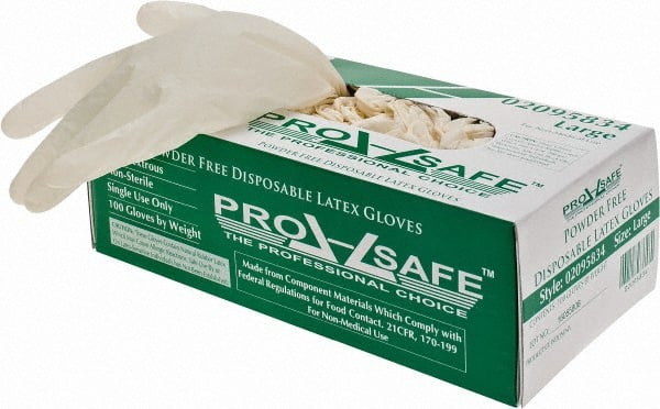 Disposable Gloves: Large, 5 mil Thick, Latex, Industrial Grade MPN:62-322PSPF/L