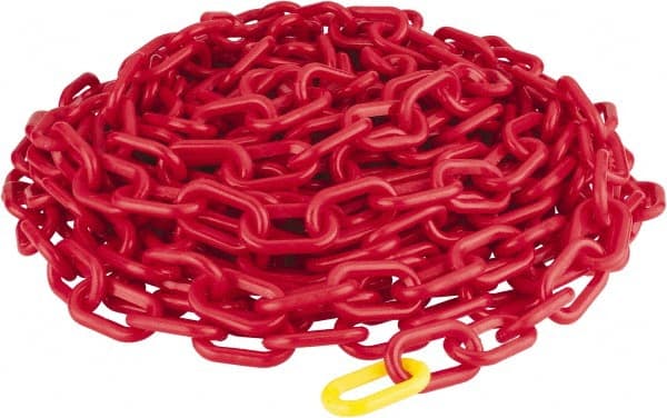 Heavy-Duty Chain: Plastic, Red, 50' Long, 2