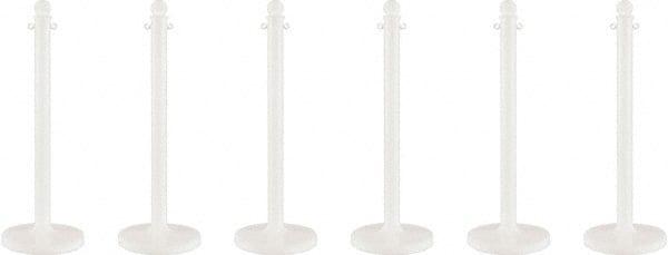 Free Standing Retractable Barrier Post: Plastic Post, Plastic Base MPN:STN-POL-WHT-6C