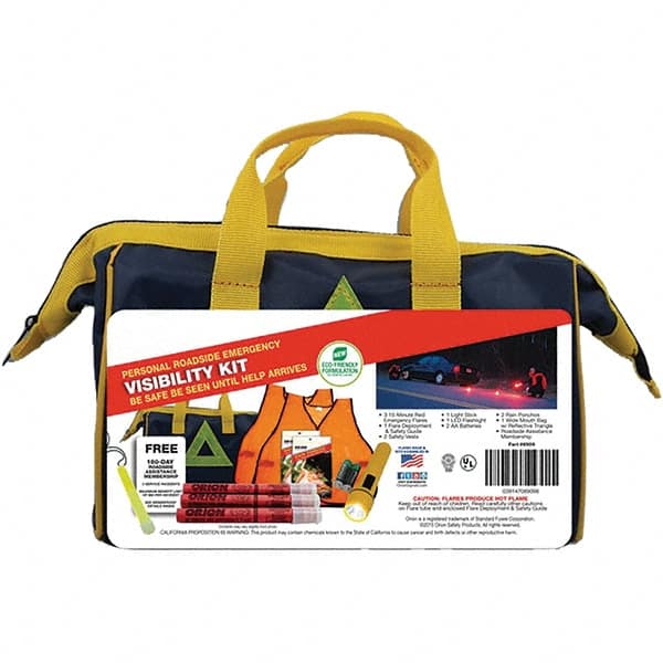 Highway Safety Kits, Includes: (2) AA Batteries,(2) Bright Safety Vests,(2) Carrying Cases,(2) Rain Ponchos,(3) 15 Minute Red Emergency Flares MPN:95-07-62