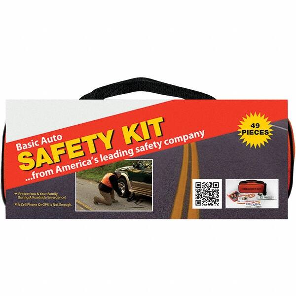 Highway Safety Kits, Includes: (2) Batteries, 2 Light Sticks,(2) Carrying Case,(3) Shop Cloths,Bright Safety Vest,First Aid Products,Flashlight MPN:95-07-63