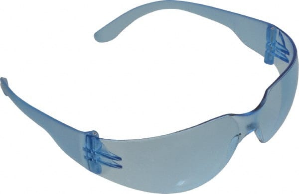 Safety Glass: Scratch-Resistant, Polycarbonate, Blue Lenses, Frameless, UV Protection MPN:48291