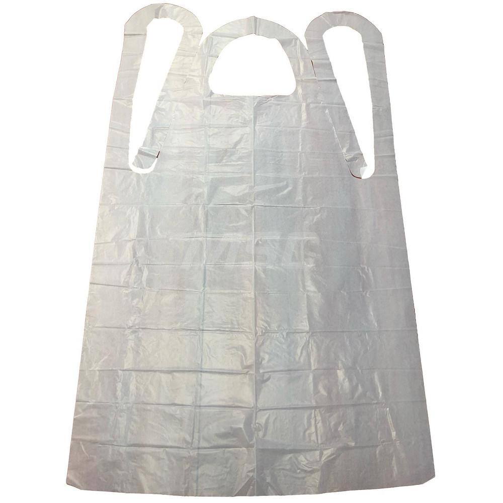 Disposable Bib Apron: Water-Resistant Protection, Size L, White MPN:AP-PE-WHITE-46