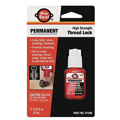 Permanent Threadlocker 6mL Bottle Red MPN:27106