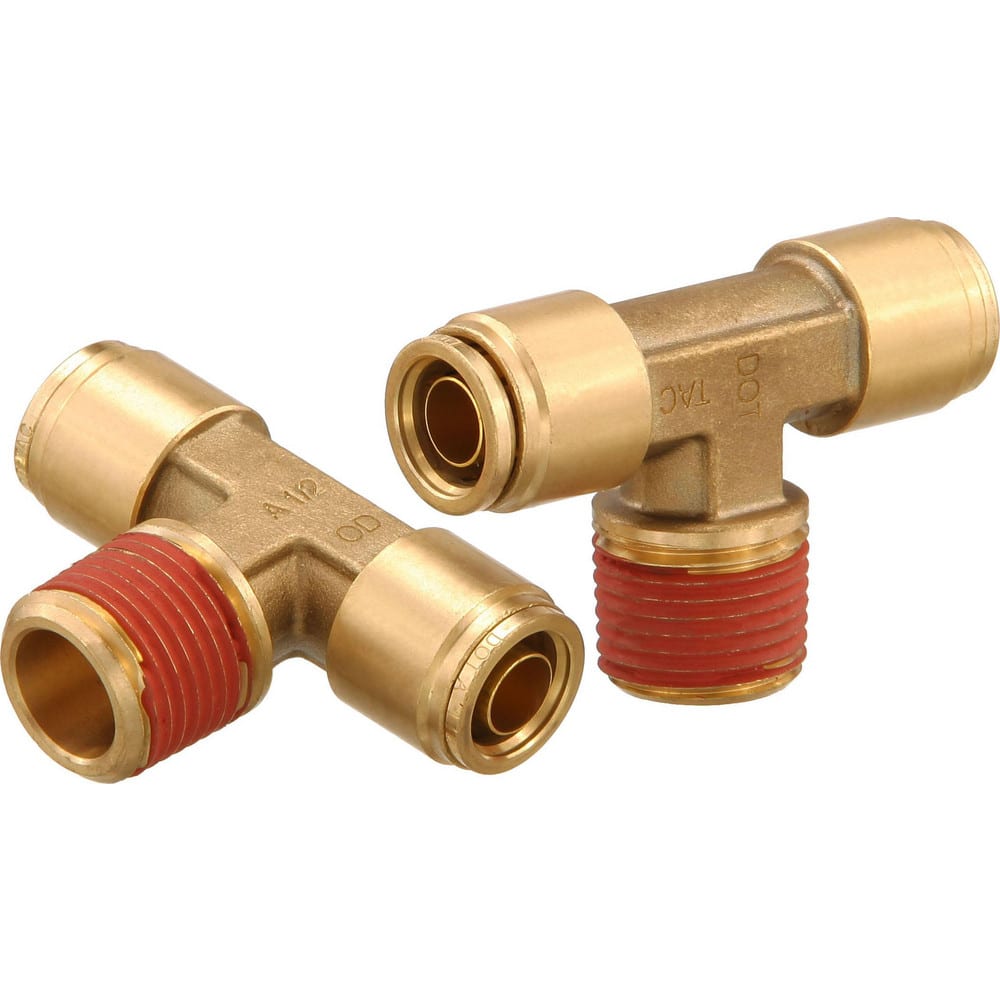 Metal Push-To-Connect Tube Fittings, Connection Type: Push-to-Connect x MNPT , Material: Brass , Tube Outside Diameter: 1/4  MPN:PC72-DOT-42