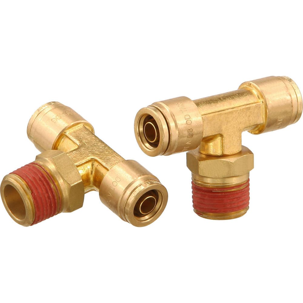 Metal Push-To-Connect Tube Fittings, Connection Type: Push-to-Connect x MNPT , Material: Brass , Tube Outside Diameter: 1/4  MPN:PC72-DOTS-44