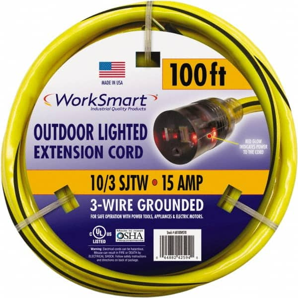 100', 10/3 Gauge/Conductors, Yellow/Black Outdoor Extension Cord MPN:PS-AZB0010