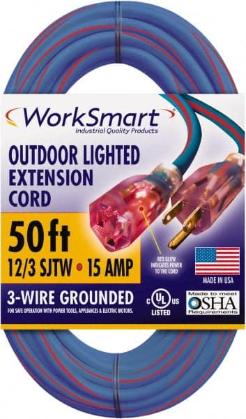 50', 12/3 Gauge/Conductors, Blue/Red Outdoor Extension Cord MPN:PS-AZB0070