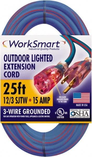 25', 12/3 Gauge/Conductors, Blue/Red Outdoor Extension Cord MPN:PS-AZB0100