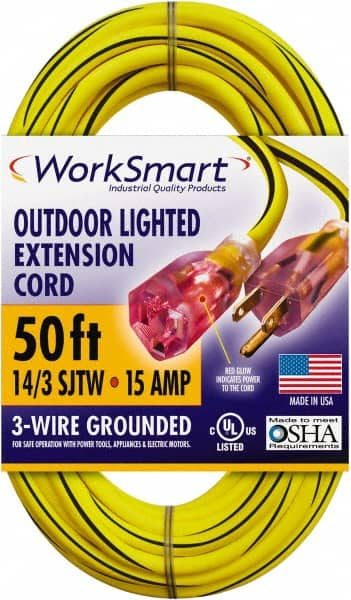 50', 14/3 Gauge/Conductors, Yellow/Black Outdoor Extension Cord MPN:PS-AZB0120