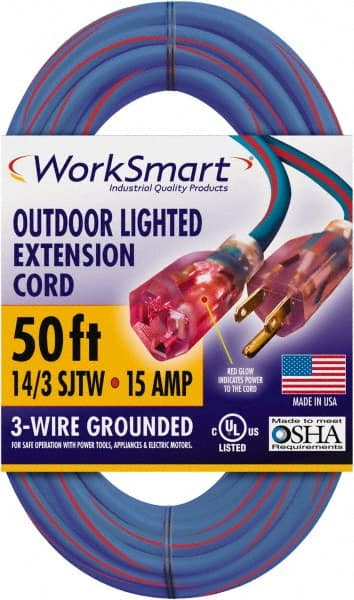 50', 14/3 Gauge/Conductors, Blue/Red Outdoor Extension Cord MPN:PS-AZB0130