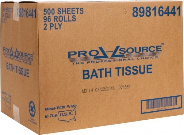 96 Qty 500 Sheet 150' Roll Length Standard Roll Toilet Tissue MPN:89816441