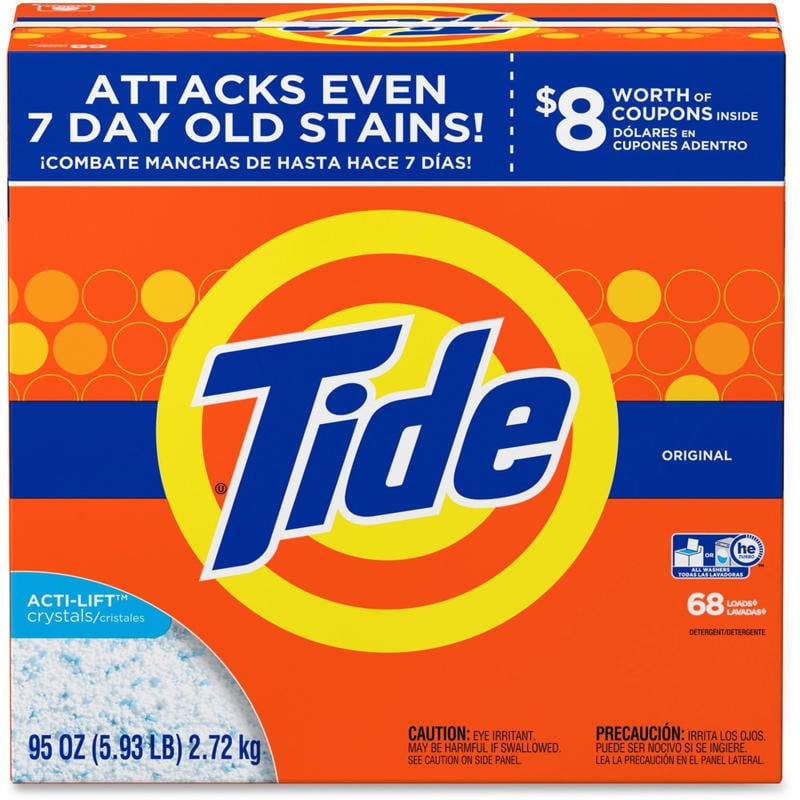 Tide Powder Laundry Detergent - For Clothing, Laundry - Concentrate - 95 oz (5.94 lb) - Original Scent - 1 / Box - Orange (Min Order Qty 2) MPN:84997