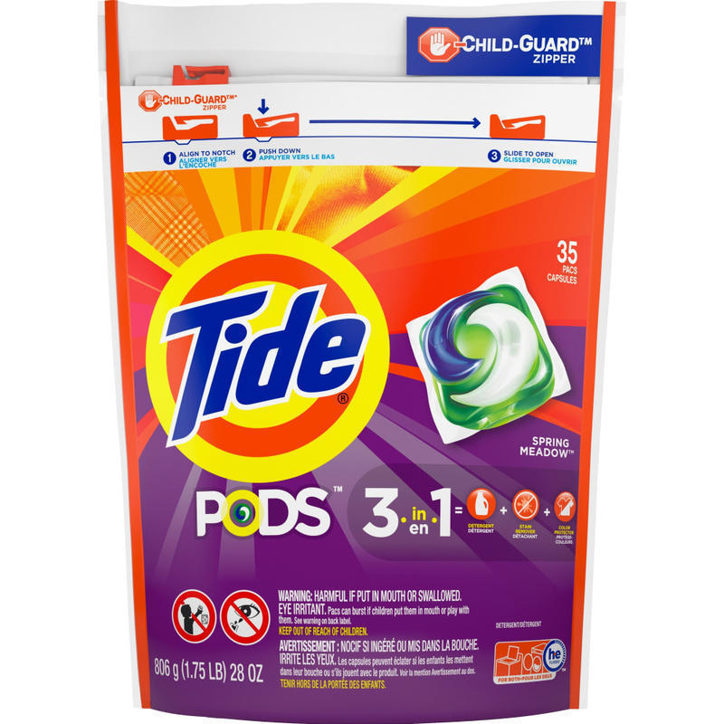 Tide PODS 3-1 Laundry Detergent - Spring Meadow Scent - 140 / Carton - Spill Resistant - White, Orchid MPN:93127CT