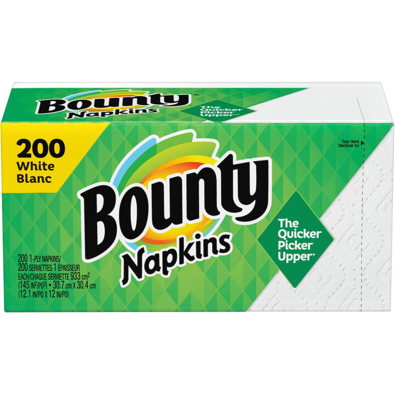 Bounty Quilted Napkins - 1 Ply - 12in x 12in - White - Paper - 1600 / Carton (Min Order Qty 2) MPN:96595CT