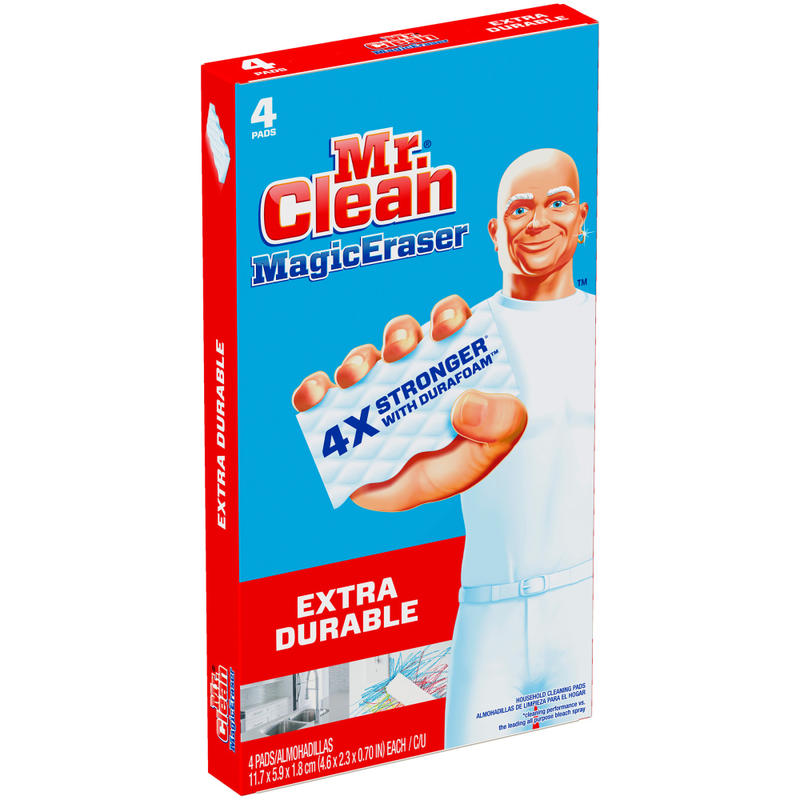 Mr. Clean Magic Eraser Extra-Durable Cleaning Pads With Durafoam, White, 4 Pads Per Pack, Carton Of 8 Packs MPN:82038CA