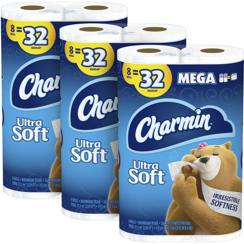 Charmin Ultra Soft 2-Ply Mega Roll Toilet Paper, 264 Sheets Per Roll, 8 Rolls Per Pack, Case Of 3 packs (Min Order Qty 2) MPN:52775CT