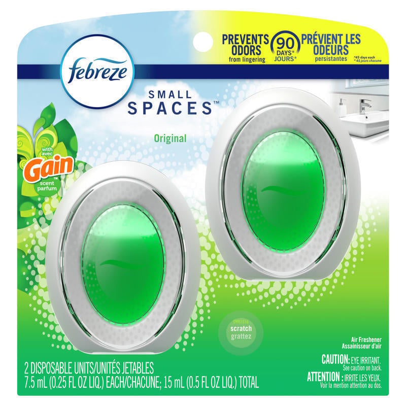 Febreze Small Spaces Air Fresheners, Gain, 0.5 Oz, Pack Of 2 Air Fresheners (Min Order Qty 8) MPN:93330