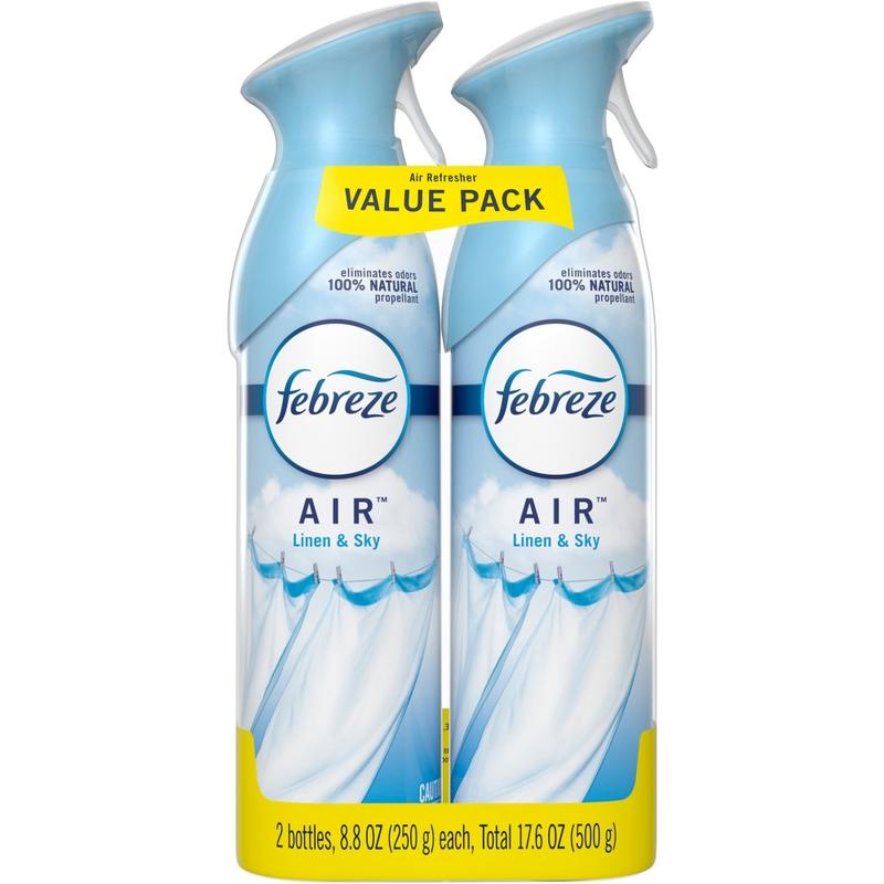 Febreze Linen/Sky Air Spray Pack - Liquid - 8.8 fl oz (0.3 quart) - Linen & Sky - 12 / Carton - Odor Neutralizer, VOC-free (Min Order Qty 2) MPN:97799CT