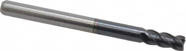 Square End Mill: 1/8'' Dia, 1/4'' LOC, 1/8'' Shank Dia, 1-1/2'' OAL, 4 Flutes, Solid Carbide MPN:155-00824